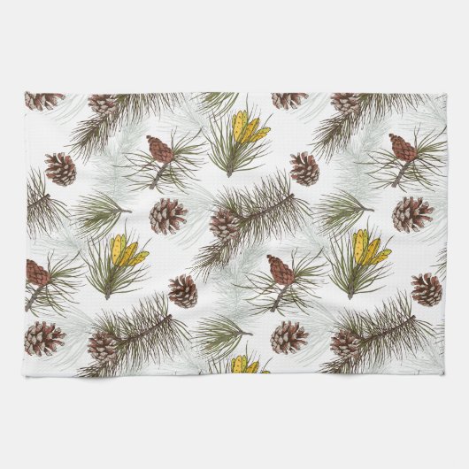 Autumn Pine Cones Theedoek (Horizontaal)