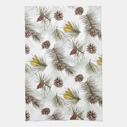 Autumn Pine Cones Theedoek (Verticaal)