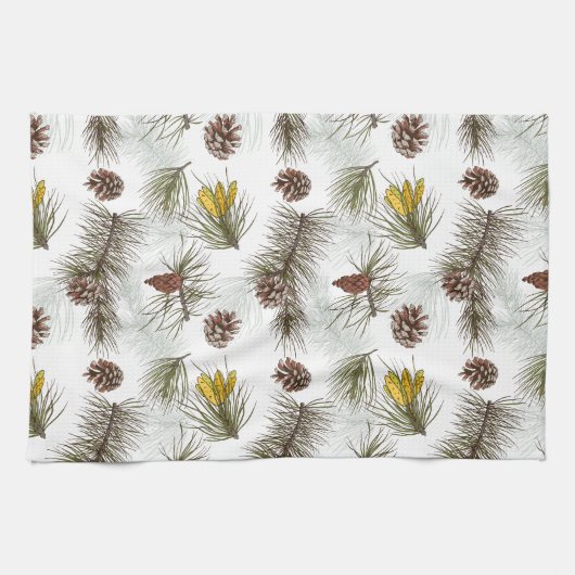Autumn Pine Cones Theedoek (Horizontaal)
