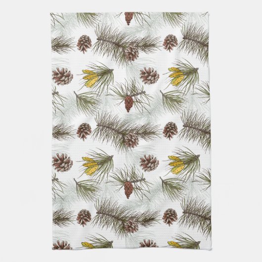 Autumn Pine Cones Theedoek (Verticaal)