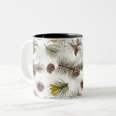 Autumn Pine Cones Tweekleurige Koffiemok (Voorkant links)