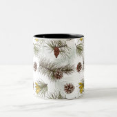 Autumn Pine Cones Tweekleurige Koffiemok (Center)