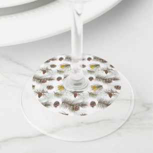 Autumn Pine Cones Wijnglaslabel