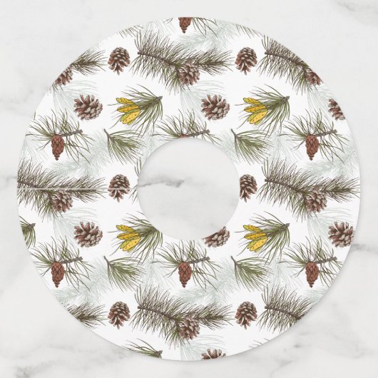 Autumn Pine Cones Wijnglaslabel (Voorkant)