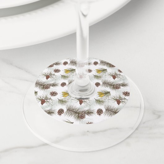 Autumn Pine Cones Wijnglaslabel (Dichtbij)