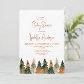 Autumn Pine Trees Baby shower Kaart (Staand voorkant)