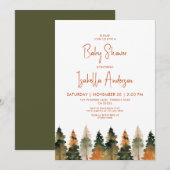 Autumn Pine Trees Baby shower Kaart (Voorkant / Achterkant)