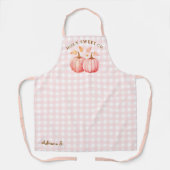 Autumn Pink Pumpkin Gingham Baking Schort (Voorkant)