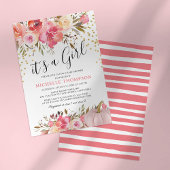 Autumn Pink Pumpkin het is een meisje-Baby shower  Kaart