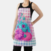 AUTUMN PINK PUMPKINS AQUA FLOWERS GINGHAM PLAID SCHORT (Insitu)