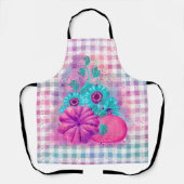 AUTUMN PINK PUMPKINS AQUA FLOWERS GINGHAM PLAID SCHORT (Voorkant)