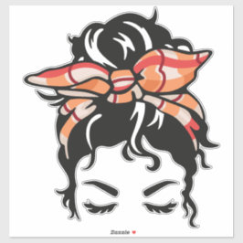 Autumn Plaid Bandana Messy Bun Sticker