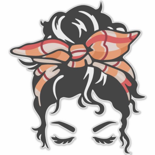 Autumn Plaid Bandana Messy Bun Sticker (Voorkant)