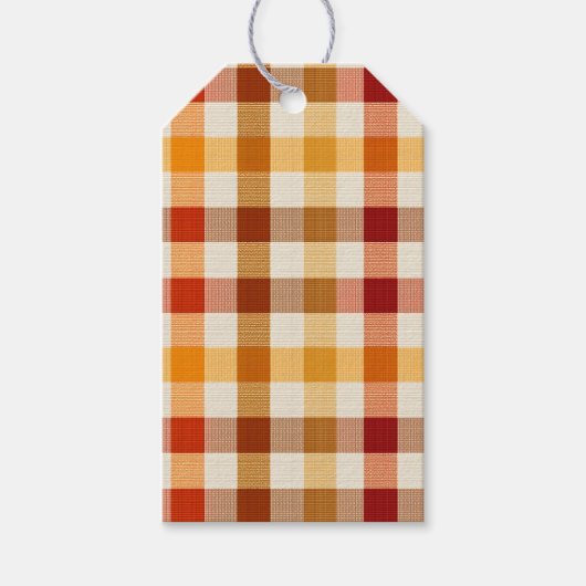 Autumn Plaid Business Label – Sinaasappel, bruin e Cadeaulabel (Voorkant)