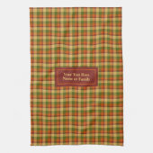 Autumn Plaid Dish Towel Custom Name Thanksgiving Theedoek (Verticaal)