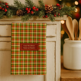 Autumn Plaid Dish Towel Custom Name Thanksgiving Theedoek