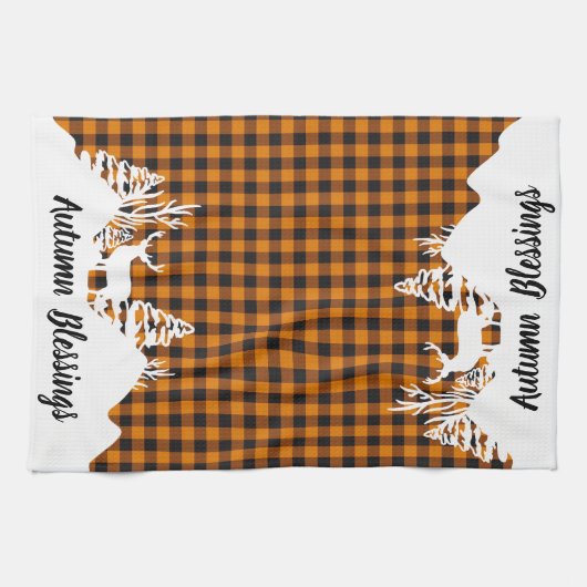 Autumn plaid en bergen theedoek (Horizontaal)