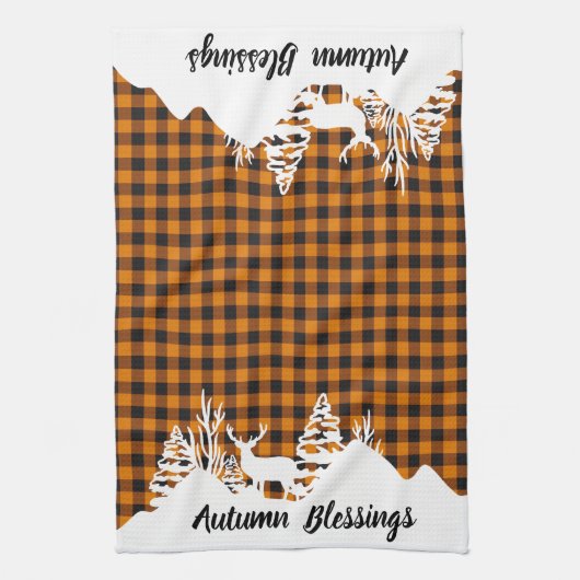 Autumn plaid en bergen theedoek (Verticaal)