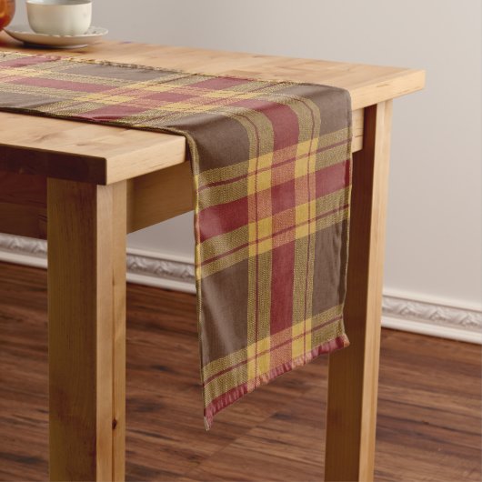 Autumn Plaid Faux Fabric Table Runner Medium Tafelloper (Voorbeeld)