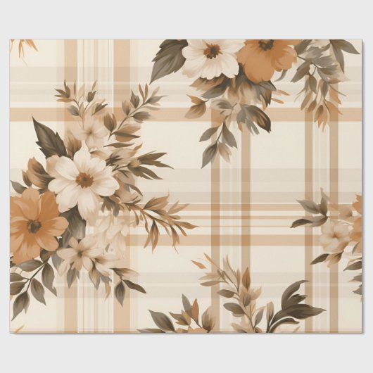 Autumn Plaid Gezellige Herfst Patroon Ontwerp Cadeaupapier (Vlak)