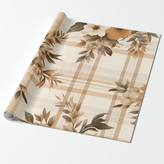 Autumn Plaid Gezellige Herfst Patroon Ontwerp Cadeaupapier (Uitgerold)