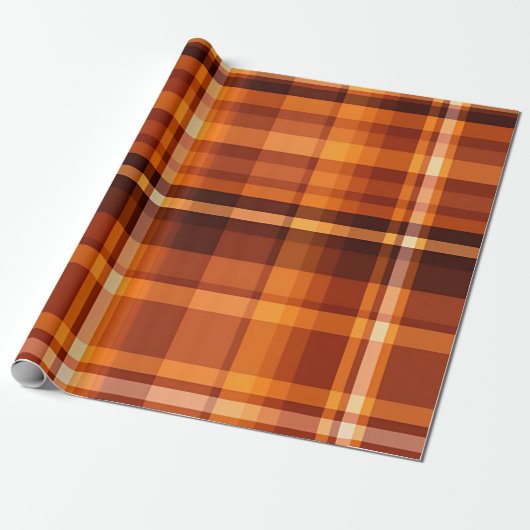 Autumn Plaid Gezellige Herfst Patroon Ontwerp Cadeaupapier (Uitgerold)