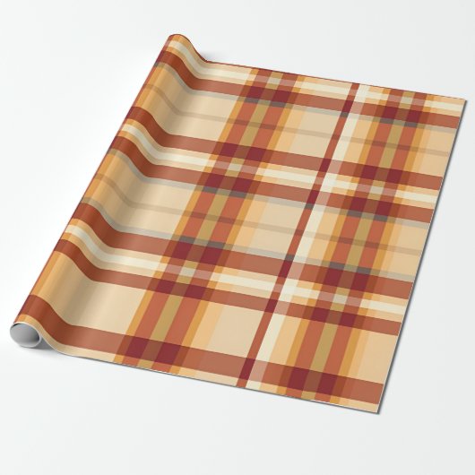 Autumn Plaid Gezellige Herfst Patroon Ontwerp Cadeaupapier (Uitgerold)