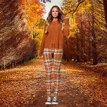 Autumn plaid leggings<br><div class="desc">Herfstplaid in oranje tan en grijs,  draag over groot shirt of trui.</div>