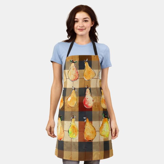 Autumn Plaid Schort met Pears Design (Gedragen)