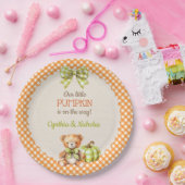 Autumn Plaid Teddy Bear Pumpkin Papieren Bordje (Feest)