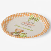 Autumn Plaid Teddy Bear Pumpkin Papieren Bordje (Gekanteld)