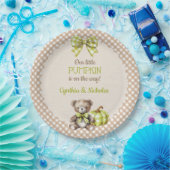 Autumn Plaid Teddy Bear Pumpkin Papieren Bordje (Feest)