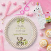 Autumn Plaid Teddy Bear Pumpkin Papieren Bordje (Feest)