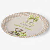 Autumn Plaid Teddy Bear Pumpkin Papieren Bordje (Gekanteld)