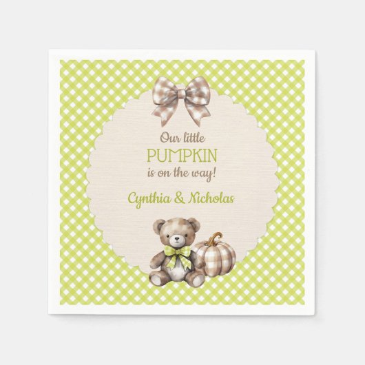 Autumn Plaid Teddy Bear Pumpkin Servet (Voorkant)