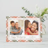 Autumn Plaid Thanksgiving 2 foto's Feestdagenkaart (Staand voorkant)
