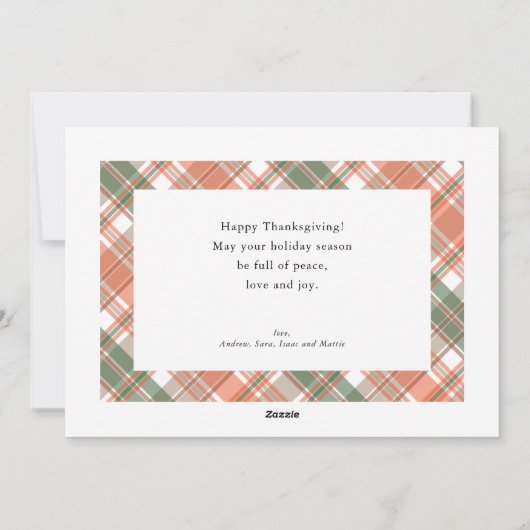 Autumn Plaid Thanksgiving 2 foto's Feestdagenkaart (Achterkant)