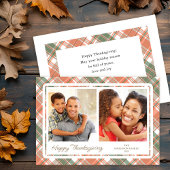 Autumn Plaid Thanksgiving 2 foto's Feestdagenkaart