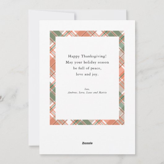 Autumn Plaid Thanksgiving Foto Feestdagenkaart (Achterkant)