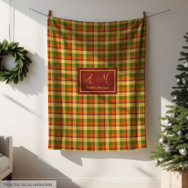 Autumn Plaid Throw Blanket Cozy Custom Name Accent Fleece Deken