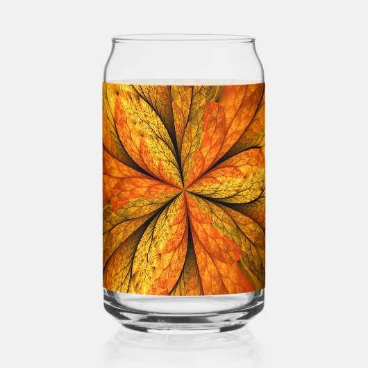 Autumn Plant, Modern Abstract Fractal Art Leaf Blikvorm Glas (Voorkant)