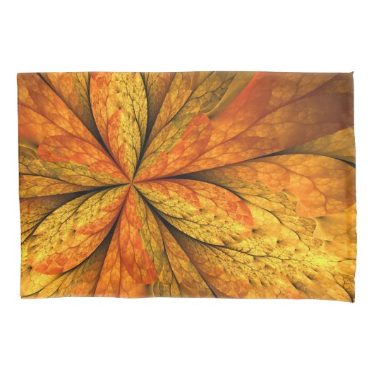 Autumn Plant, Modern Abstract Fractal Art Leaf Kussensloop (Voorkant)