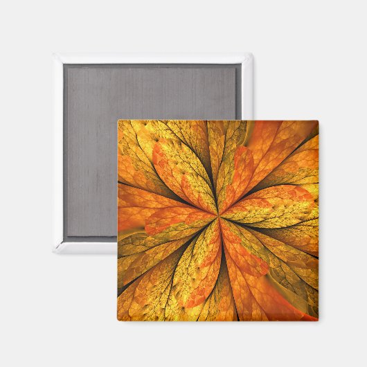 Autumn Plant, Modern Abstract Fractal Art Leaf Magneet (Voorkant / Achterkant)