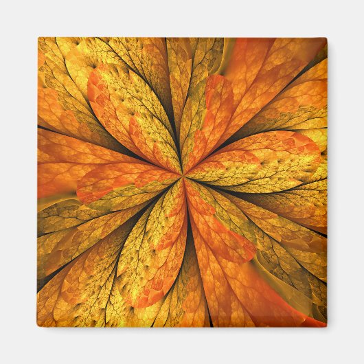 Autumn Plant, Modern Abstract Fractal Art Leaf Magneet (Voorkant)