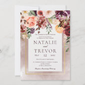 Autumn Plum Floral Bouquet Wedding Kaart (Voorkant)