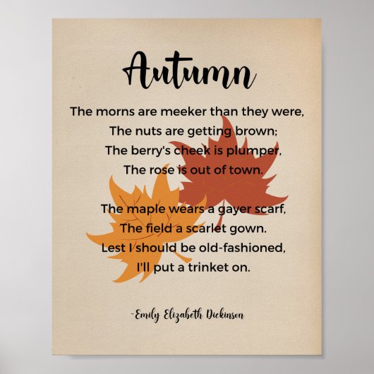Autumn Poem van Emily Elizabeth Dickinson  Poster (Voorkant)