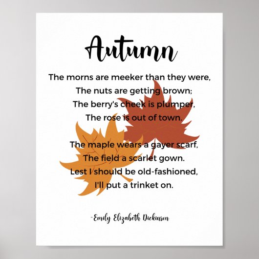 Autumn Poem van Emily Elizabeth Dickinson Poster (Voorkant)