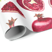 Autumn Pomegranates fruitige waterverf Cadeaupapier (Rol Hoek)
