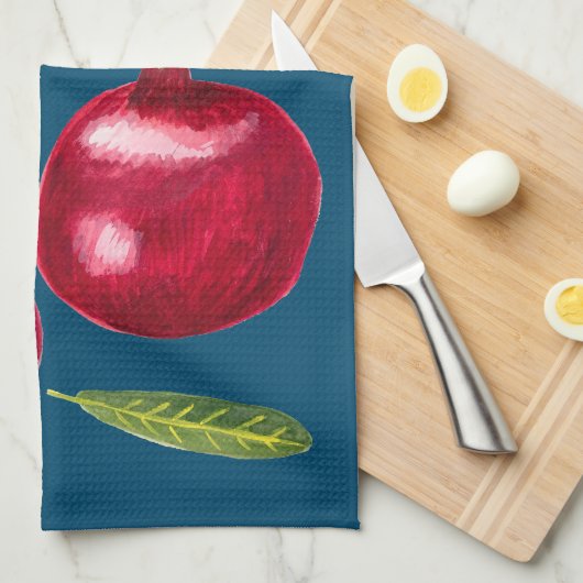 Autumn Pomegranates Waterverf schilderen Theedoek (Quarter Fold)