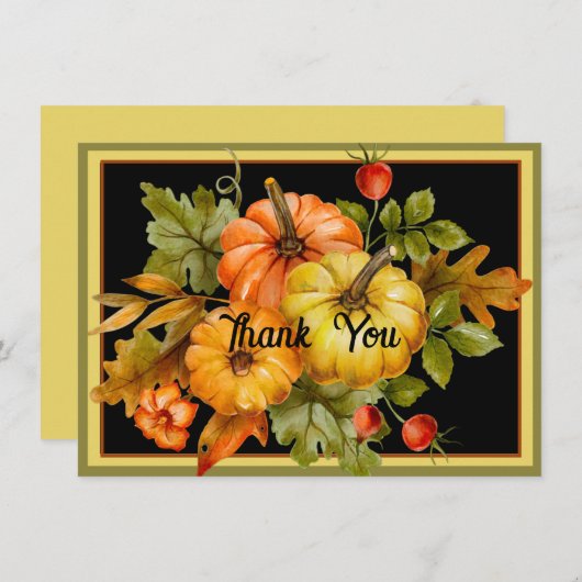 Autumn pomkins en eikenbladeren feestdagenkaart (Voorkant / Achterkant)